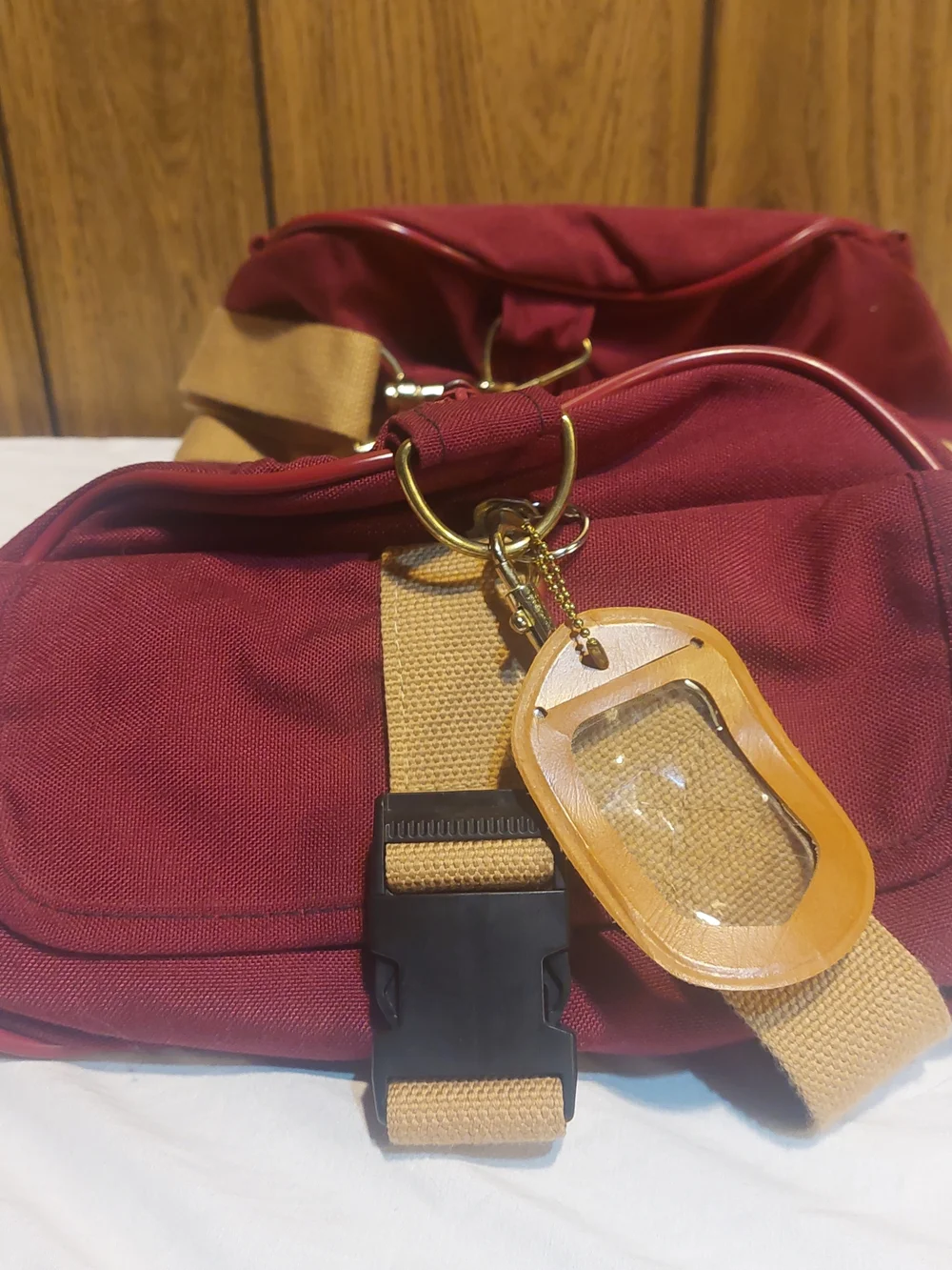 Vintage 80s Winnebago Canvas Duffel Bag Maroon Zipper 3 Compartments Strap